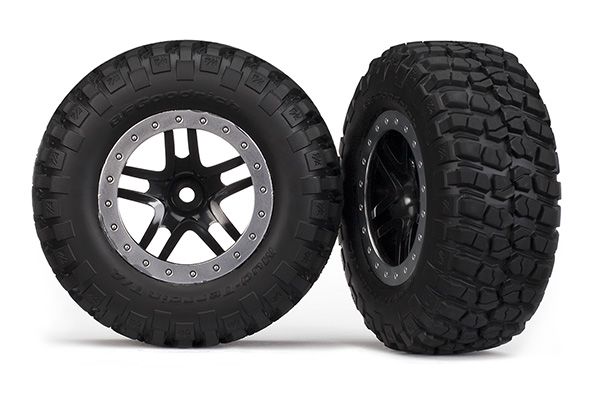 Traxxas Tires & wheels, assembled, glued (SCT Split-Spoke, black