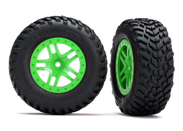 Traxxas Tires & wheels, assembled, glued (SCT Split-Spoke green - Click Image to Close