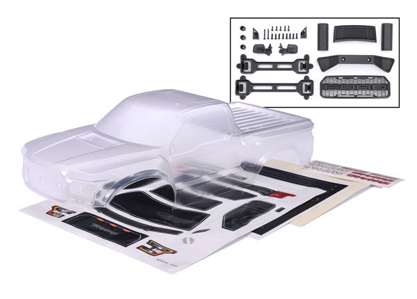 Traxxas Body, 2017 Raptor, heavy duty, clear, clipless mounting - Click Image to Close