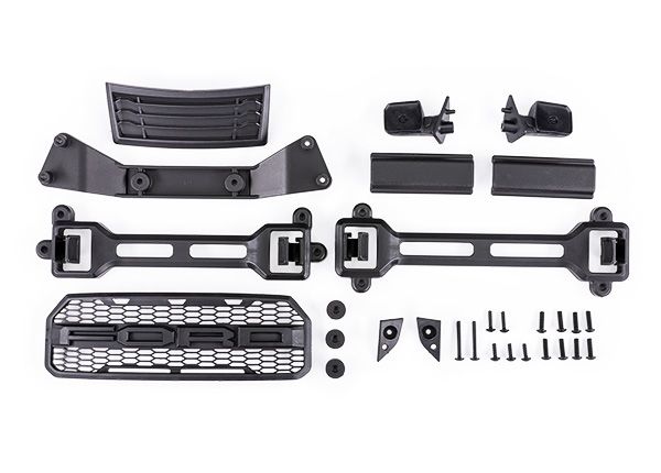 Traxxas Body accessories kit, 2017 Ford Raptor® (includes grille, hood insert, side mirrors, & mounting hardware) (includes latches and latch mounts for clipless mounting)