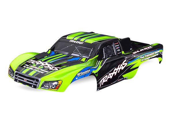 Traxxas Body, Slash® 2WD (also fits Slash® VXL & Slash® 4X4),green (painted, decals applied) (assembled with front & rear latches for clipless mounting)