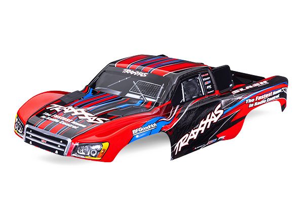 Traxxas Body, Slash® 2WD (also fits Slash® VXL & Slash® 4X4),red (painted, decals applied) (assembled with front & rear latches for clipless mounting)