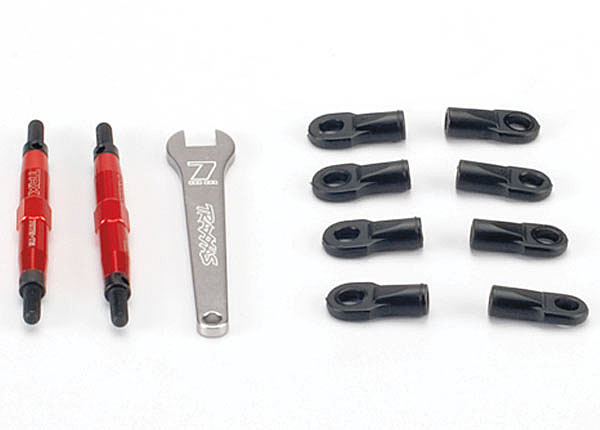 Traxxas Toe Links, Slayer (Tubes 7075-T6 Aluminum, Red) (74mm, Fits Front Or Rear) (2)/ Rod Ends, Rear (4)/ Rod Ends, Front (4)/ Wrench (1)