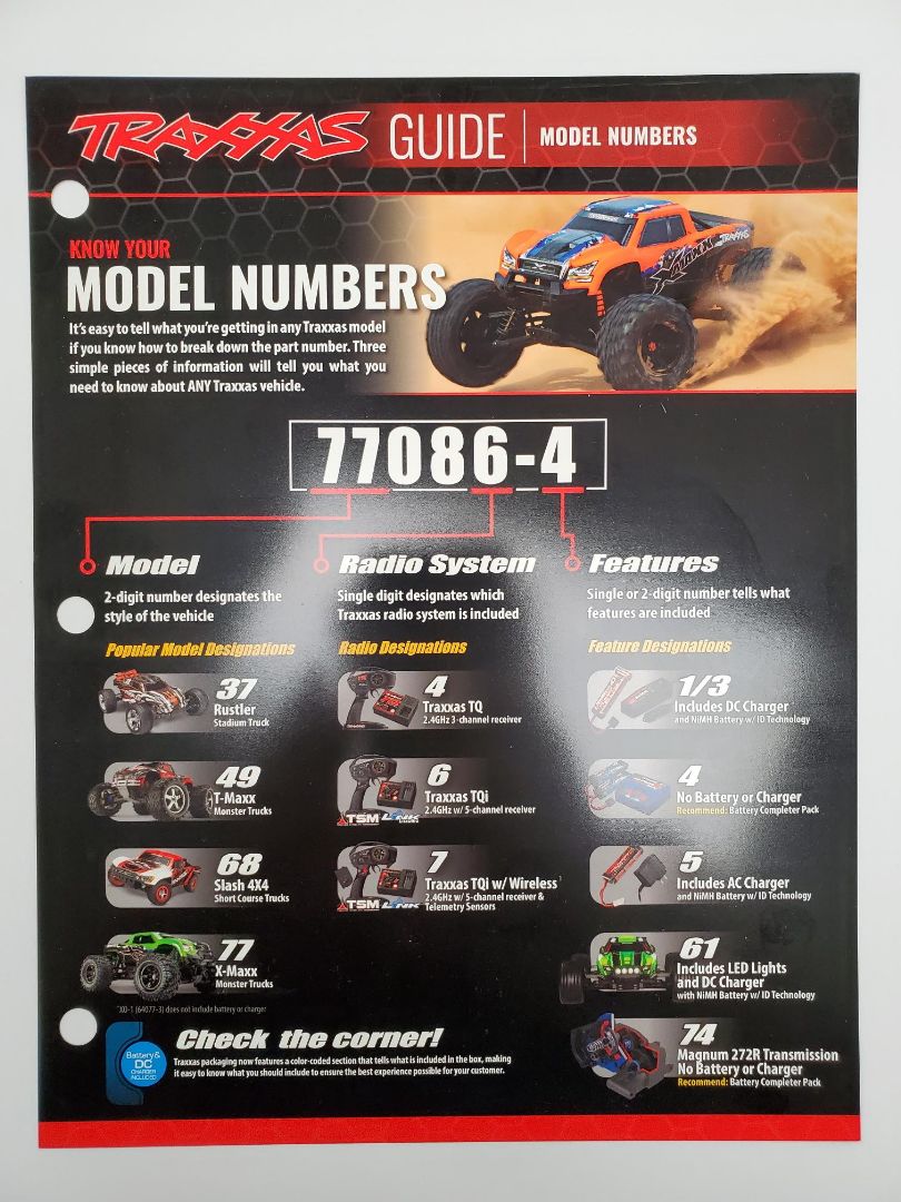 Traxxas Anatomy of a Part Number Dealer Reference Sheet - Click Image to Close