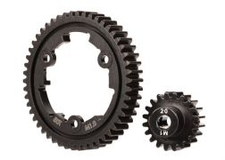 Traxxas Spur gear, 50-tooth (machined, hardened steel) (wide-face)/ gear, 20-T pinion (1.0 metric pitch) (fits 5mm shaft)/ set screw