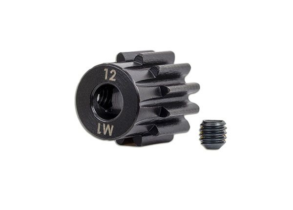 Traxxas Gear, 12-T pinion (1.0 metric pitch) (fits 5mm shaft)/ set screw Machined, Hardened Steel