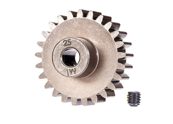 Traxxas Gear, 25-T Pinion (1.0 Metric Pitch) (Fits 5mm Shaft)/ Set Screw (For Use Only With Steel Spur Gears)
