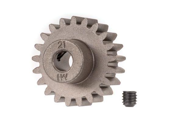 Traxxas Gear, 21-T Pinion (1.0 Metric Pitch) (Fits 5mm Shaft)/ Set Screw (For Use Only With Steel Spur Gears)