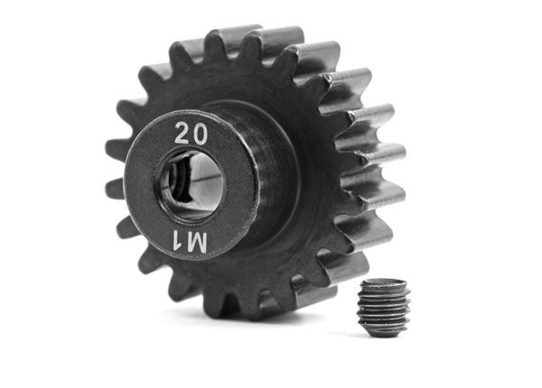 Traxxas Gear, 20-T Pinion (Machined, Hardened Steel) (1.0 Metric Pitch) (Fits 5mm Shaft)/ Set Screw