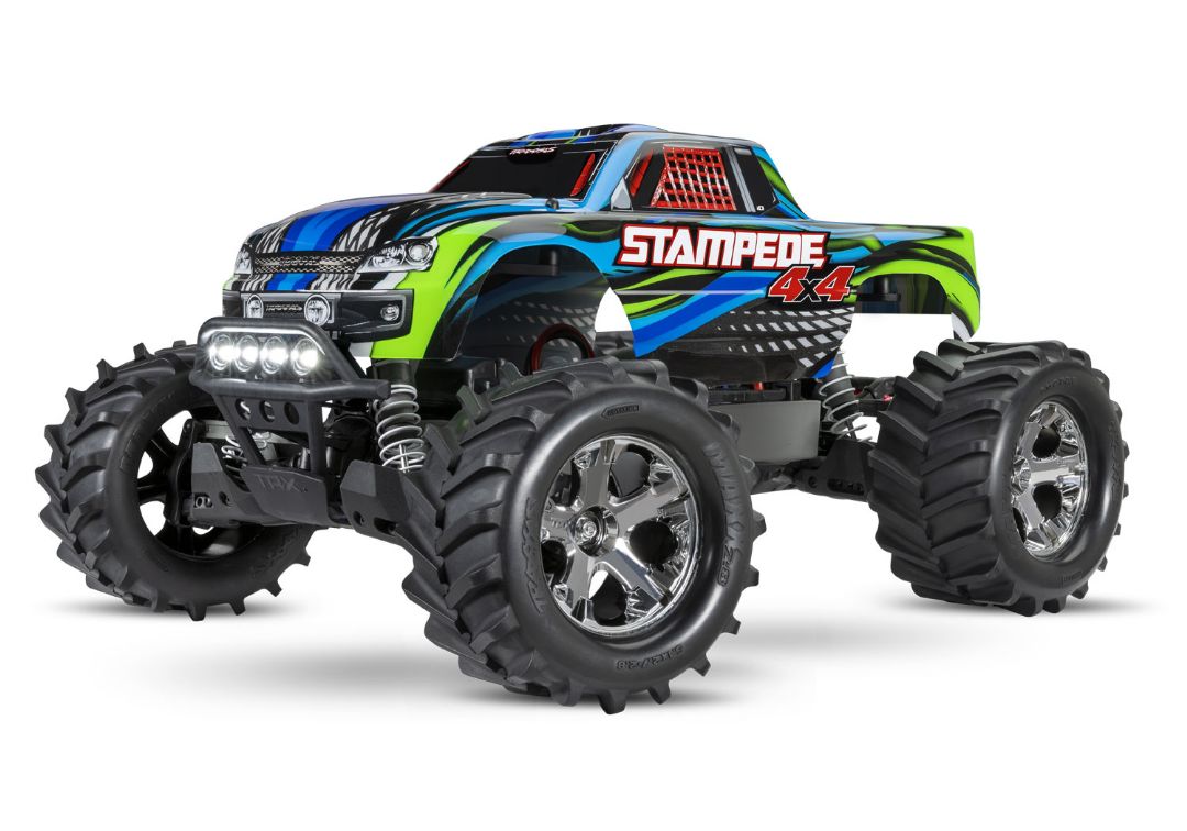 Traxxas Stampede 4X4 brushed Titan 12t motor and XL-5 ESC with 7-Cell NiMH 3000mAh and DC charger. Blue with LED