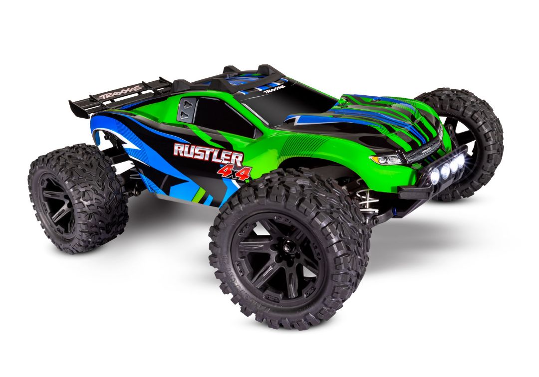 Traxxas Rustler 4X4 1/10 4WD Stadium Truck RTR - Green LED with TQ 2.4GHz radio system and XL-5 ESC - with 7-cell NiMH 3000mAh and DC Charger