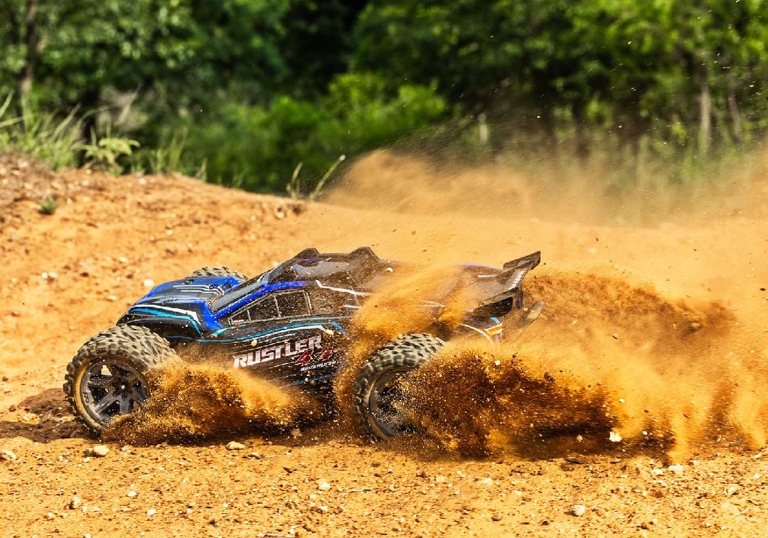 Traxxas 1/10 Rustler BL-2S 4x4 RTR - Blue w/ Charger & Battery