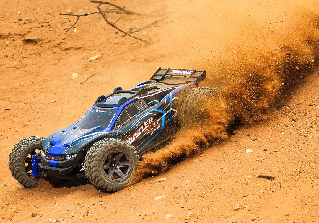 Traxxas 1/10 Rustler BL-2S 4x4 RTR - Blue w/ Charger & Battery