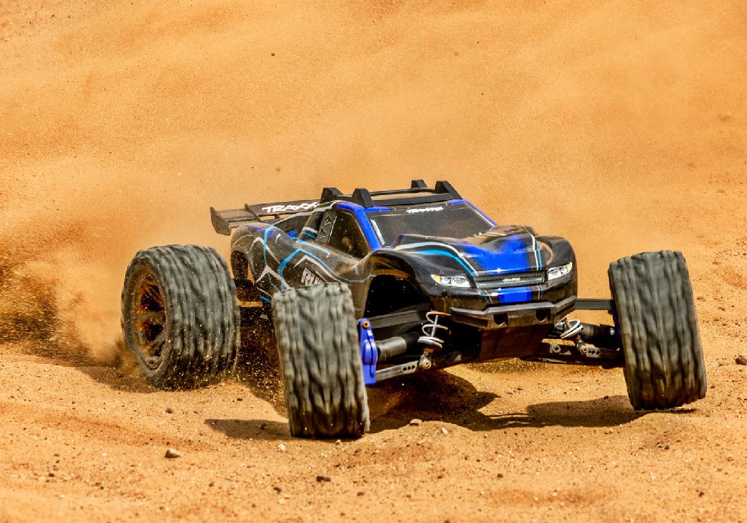 Traxxas 1/10 Rustler BL-2S 4x4 RTR - Blue w/ Charger & Battery