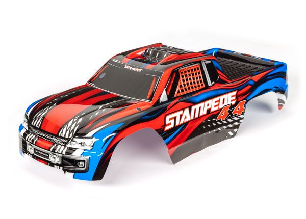 Traxxas Body, Stampede 4X4, Red (Painted, Decals Applied) - Click Image to Close