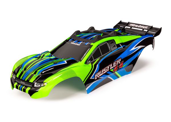 Traxxas Body, Rustler 4X4, Green & Blue Decal Sheet - Click Image to Close