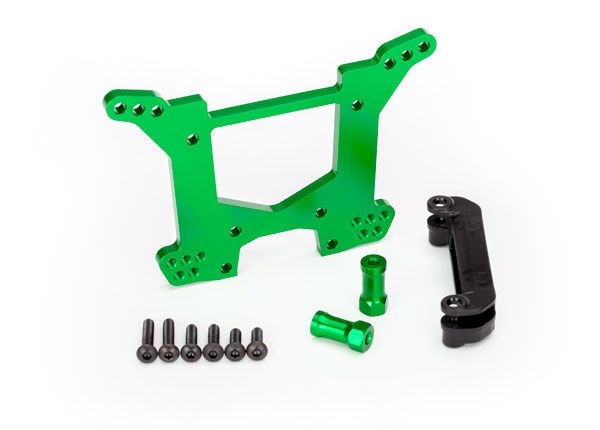 Traxxas Shock tower, rear - green aluminum - Click Image to Close