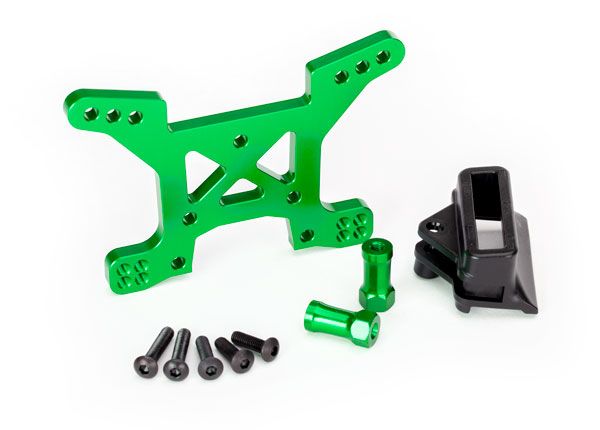 Traxxas Shock tower, front - green aluminum - Click Image to Close