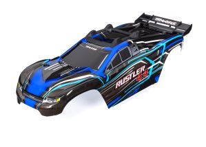 Traxxas Body Rustler 4X4 Blue (Painted Decals Applied) - Click Image to Close