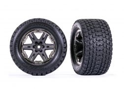 Traxxas glued (2.8") (RXT black chrome wheels, Gravix tires)