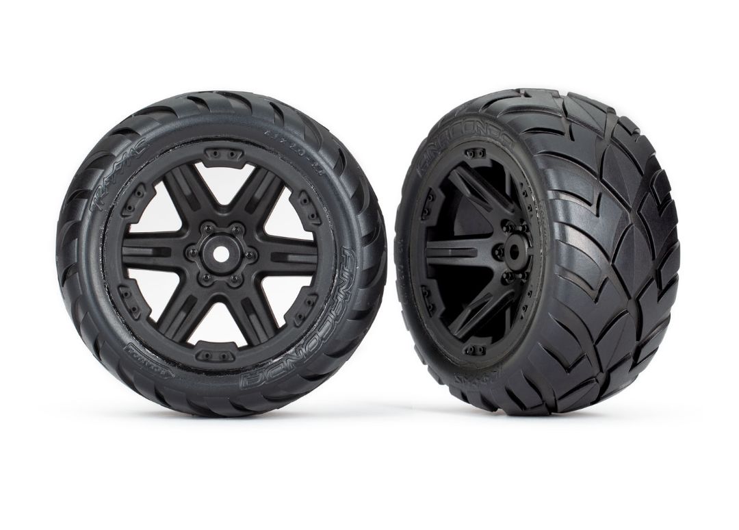 Traxxas Tires & wheels 2.8" RXT Blk Whls Anaconda Tires 2WD Rear - Click Image to Close