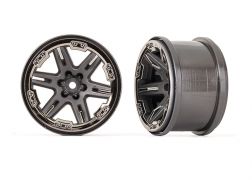 Traxxas Wheels, RXT 2.8" (charcoal gray & black chrome) (2)