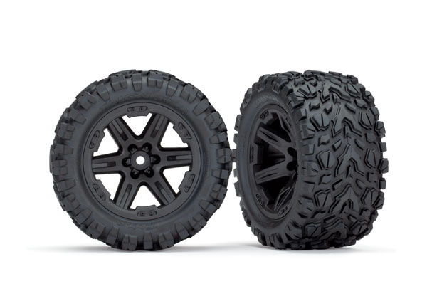 Traxxas Tires & wheels, assembled, glued (2.8") (Rustler 4X4) - Click Image to Close