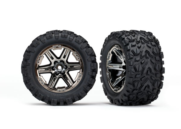 Traxxas Tires & wheels, assembled, glued (2.8") (RXT black chrom