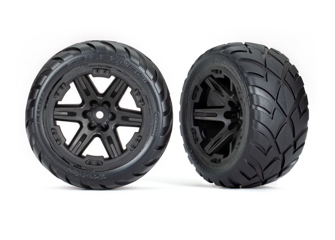 Traxxas Tires & wheels 2.8" RXT Blk Whls Anaconda Tires 2WD Frt