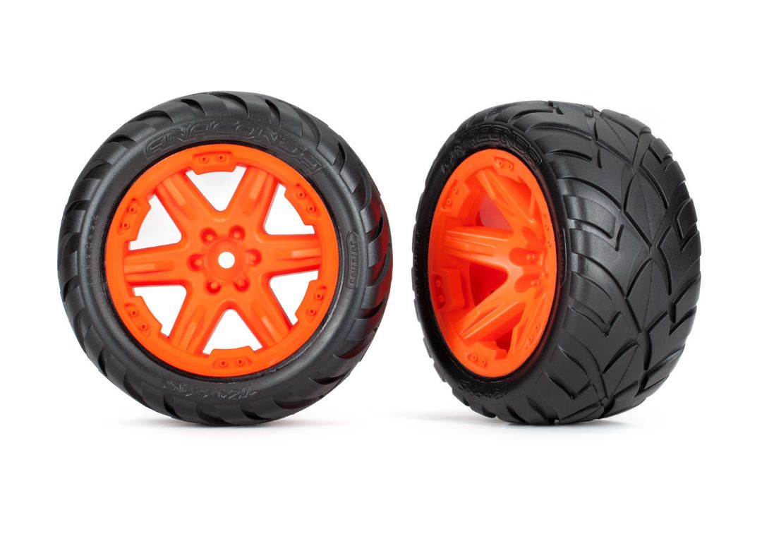 Traxxas Tires & wheels 2.8" RXT Orng Whls Anaconda Tires 2WD Frt - Click Image to Close