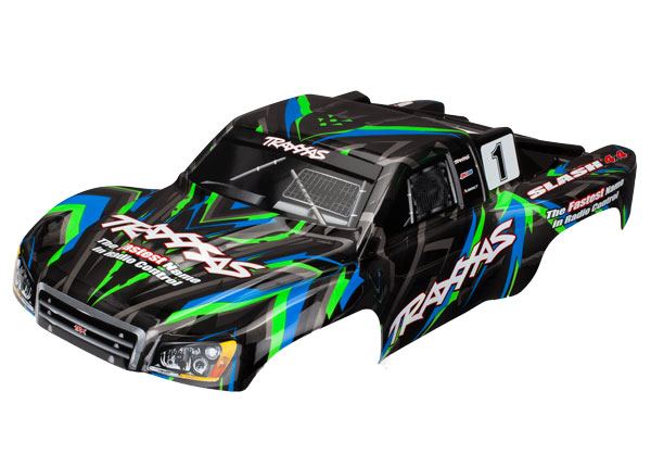 Traxxas Body, Slash 4X4, green (painted, decals applied) - Click Image to Close