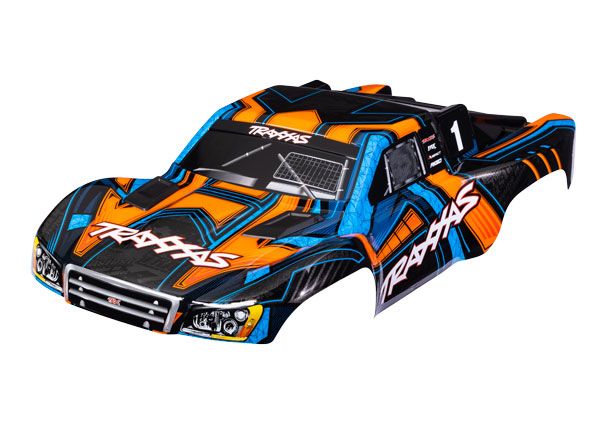 Traxxas Body, Slash 4X4, orange and blue, painted, clipless