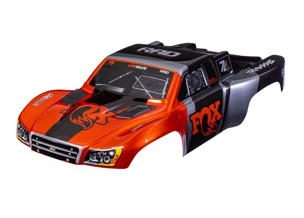 Traxxas Body, Slash VXL 2WD (also fits Slash 4X4),Fox Edition (painted, decals applied) (assembled with front & rear latches for clipless mounting)