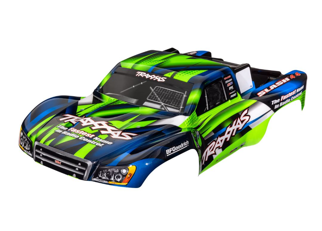 Traxxas Body, Slash 4X4 (Also Fits Slash VXL & Slash 2WD),Green & Blue (Painted, Decals Applied)