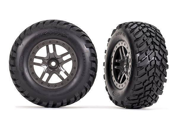 Traxxas T&W Gray Beadlock Wheels Off-Road Racing Tires (2)