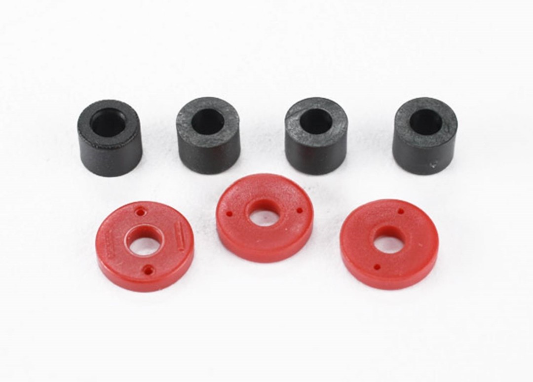 Traxxas Piston, Damper (2x0.5mm hole, Red)(4)/Travel Limiters (4 - Click Image to Close