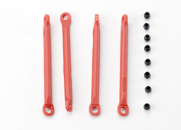 Traxxas Push rod (molded composite) (red) (4)/ hollow balls (8) - Click Image to Close
