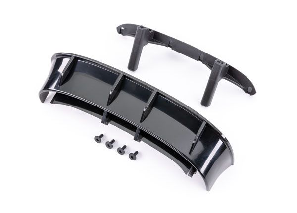 Traxxas Wing, Ford Fiesta® ST Rally (black)/ body posts, rear/ 3x8mm FCS (4) (fits #7412 series bodies)