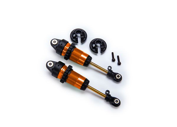 Traxxas Shocks, GTR long orange-anodized, PTFE-coated bodies with TiN shafts (fully assembled, without springs) (2)