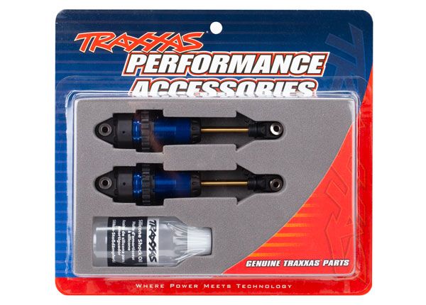 Traxxas Shocks, GTR long blue-anodized, PTFE-coated bodies with TiN shafts (fully assembled, without springs) (2)