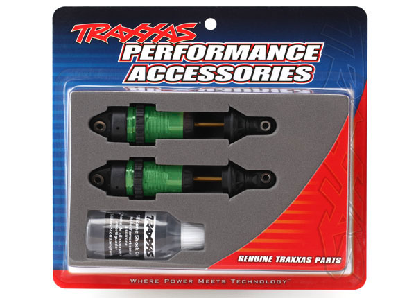 Traxxas Shocks, GTR long green-anodized, PTFE-coated bodies with