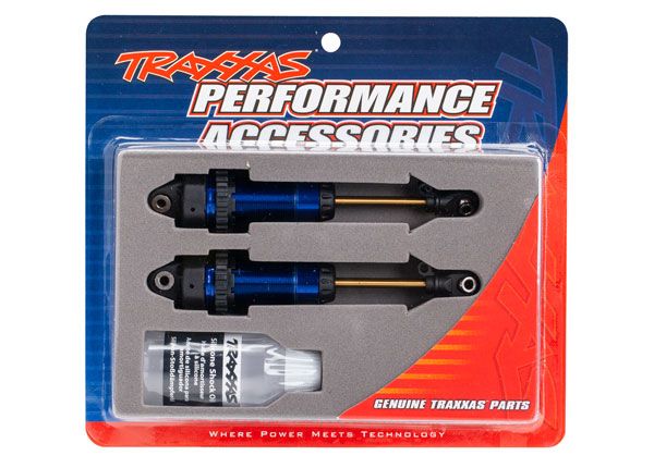 Traxxas Shocks, GTR xx-long blue-anodized, PTFE-coated bodies w