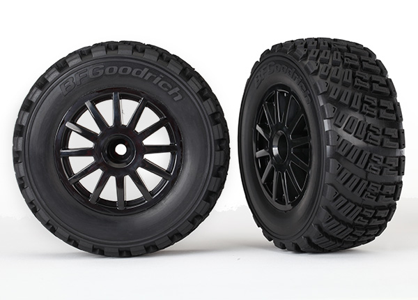 Traxxas Tires & wheels, assembled, glued (black wheels, gravel p