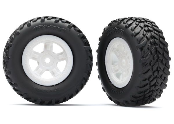 Traxxas Tires and wheels, assembled, glued - White - Click Image to Close