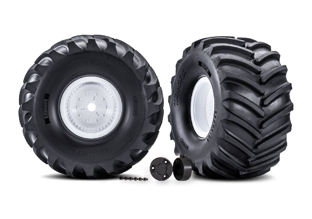 Traxxas Assembled T&W Terra Groove Tire L&R - White Wheel