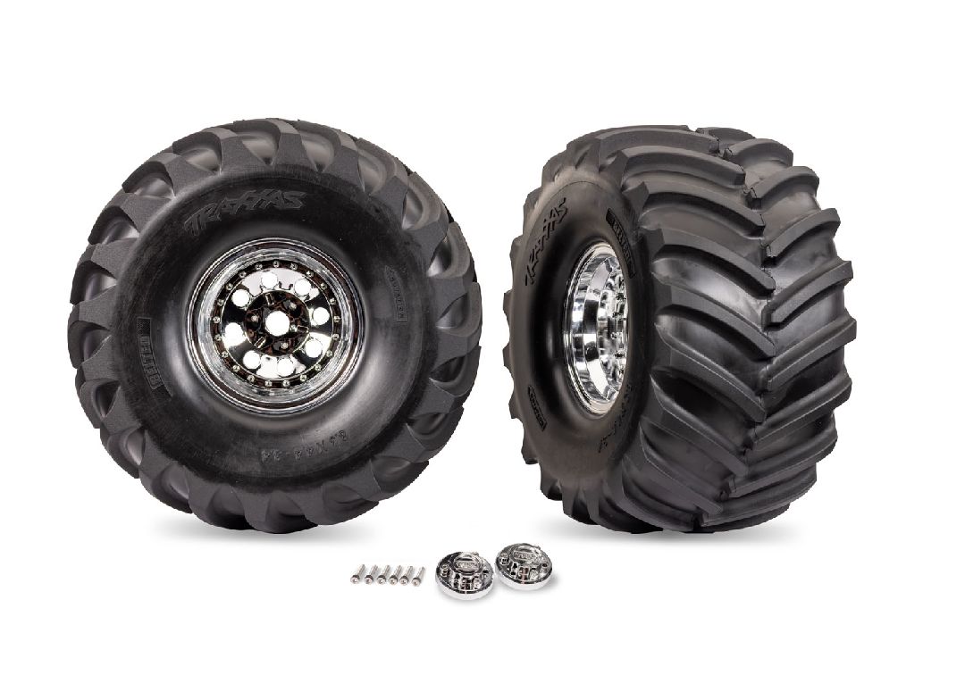 Traxxas Assembled T&W Terra Groove Tire L&R - Chrome Wheel