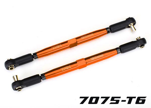 Traxxas Toe Links X-Maxx (Tubes Orange-Anodized 7075-T6 Aluminum Stronger Than Titanium) (157MM) (2)/ Rod Ends Assembled With Steel