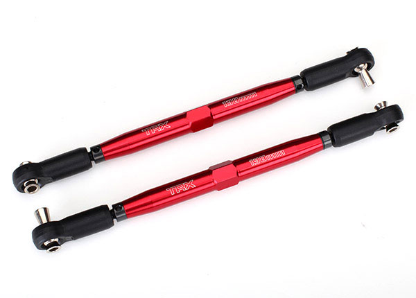 Traxxas Toe links, X-Maxx (TUBES red-anodized, 7075-T6 aluminum, stronger than titanium) (157mm) (2)/ rod ends, assembled with steel hollow balls (4)/ aluminum wrench, 10mm (1)