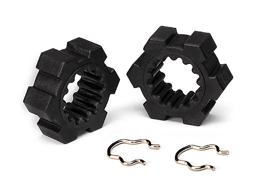 Traxxas Wheel hubs, hex (2)/ hex clips (2)