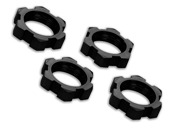 Traxxas Wheel nuts, splined, 17mm, serrated (black-anodized) (4) - Click Image to Close